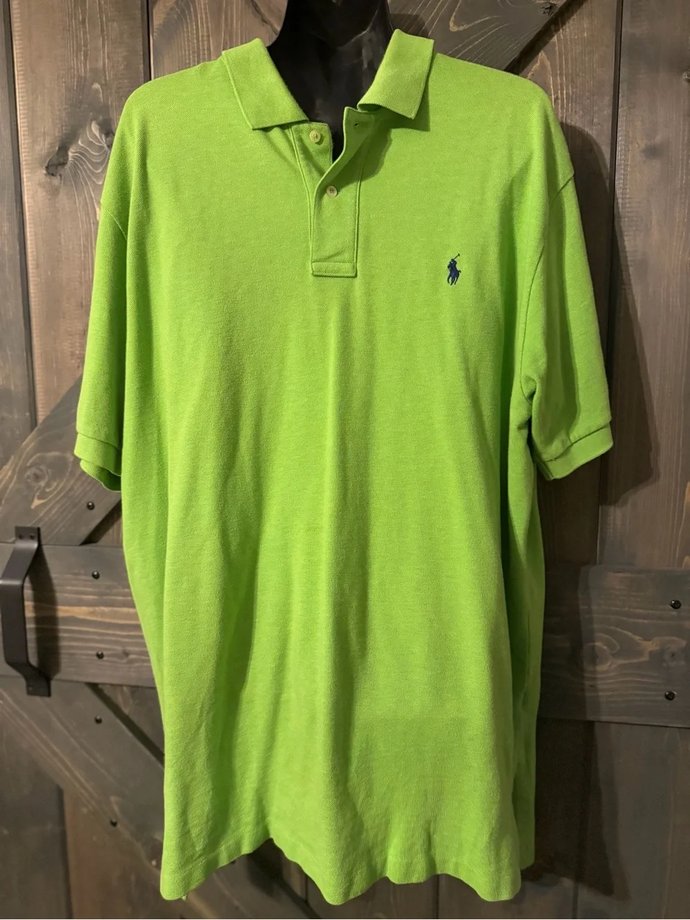 Ralph Lauren Men’s Polo Shirt in Bright Lime Green with Navy Logo XL